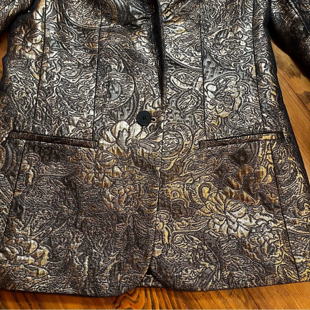 EXPRESS METALLIC OVERSIZED JACQUARED BLAZER in XS - Picture 4 of 10
